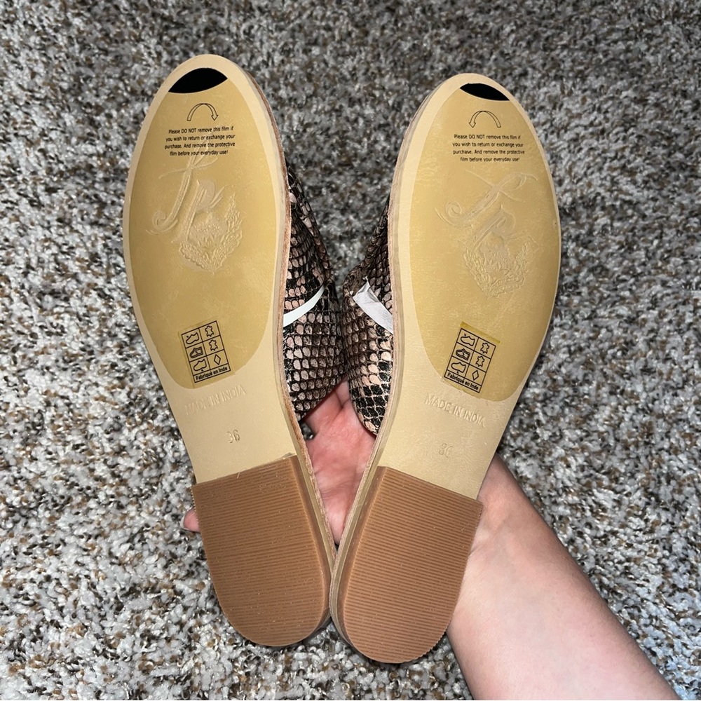 Free People Rio Vista Slide Sandals Beige Snake - Picture 4 of 6